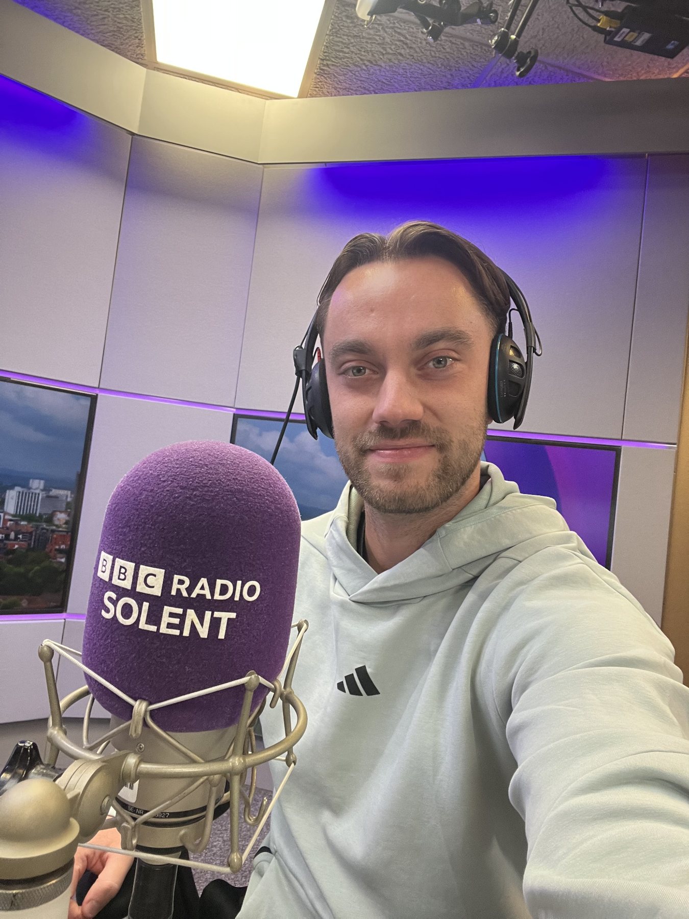 Me at the BBC Radio Solent microphone